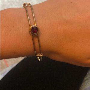 Expandable metal bracelet with July birthstone